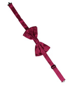 Dolce & Gabbana Men Burgundy Silk Adjustable Neck Papillon Bow Tie