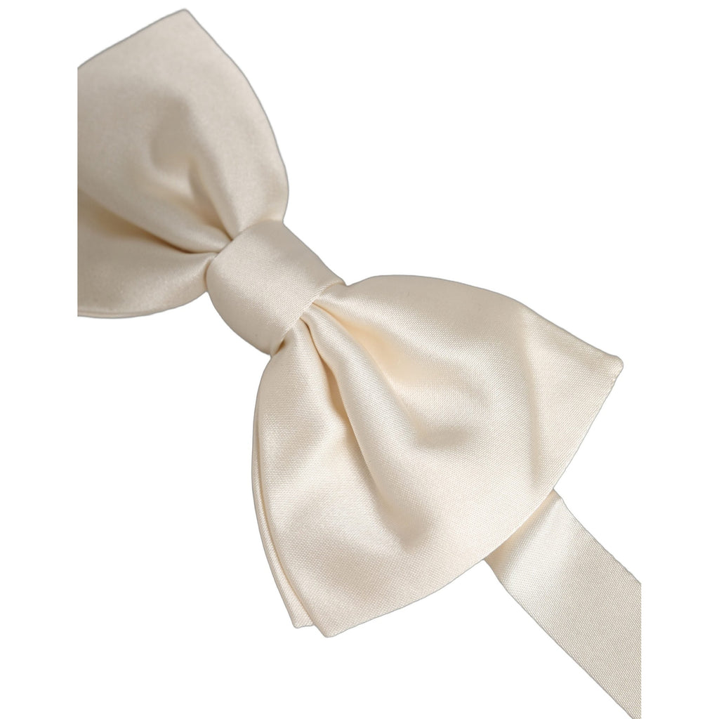 Dolce & Gabbana Men White 100% Silk Adjustable Neck Papillon Bow Tie