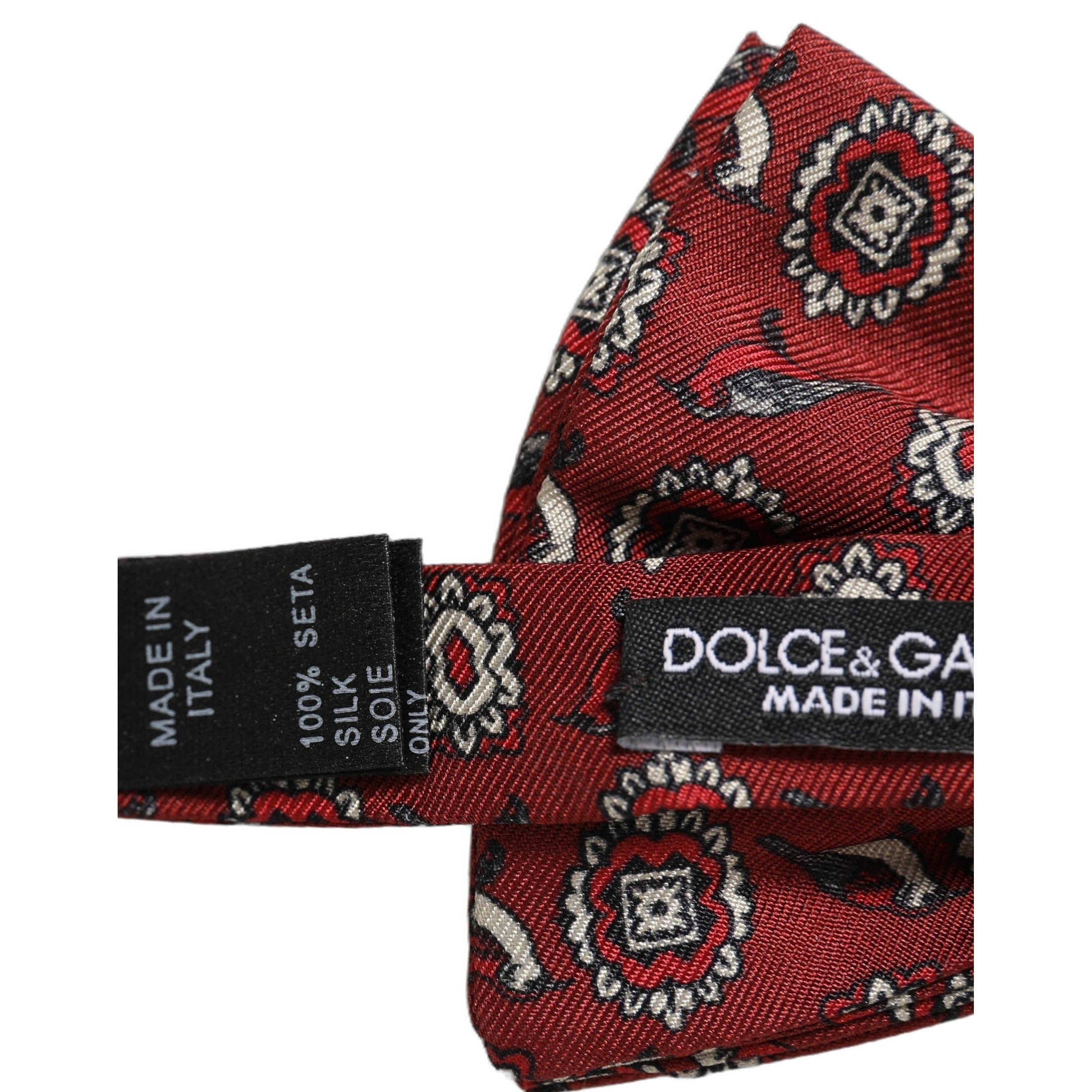 Dolce & Gabbana Men Bordeaux Floral Adjustable Neck Papillon Bow Tie
