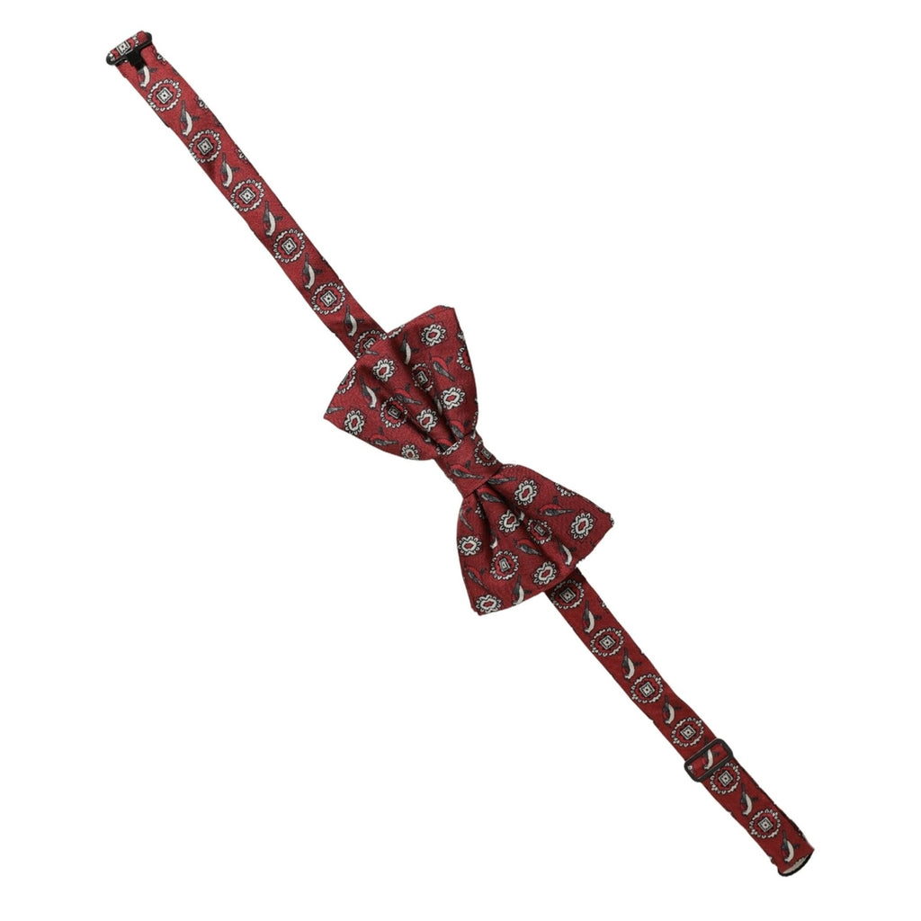 Dolce & Gabbana Men Bordeaux Floral Adjustable Neck Papillon Bow Tie