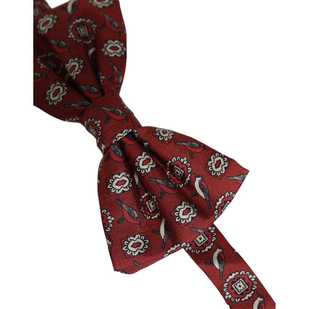 Dolce & Gabbana Men Bordeaux Floral Adjustable Neck Papillon Bow Tie
