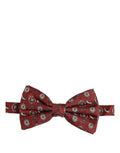 Dolce & Gabbana men's Bordeaux floral adjustable neck bow tie featuring a stylish papillon design.