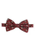 Dolce & Gabbana Men Bordeaux Floral Adjustable Neck Papillon Bow Tie