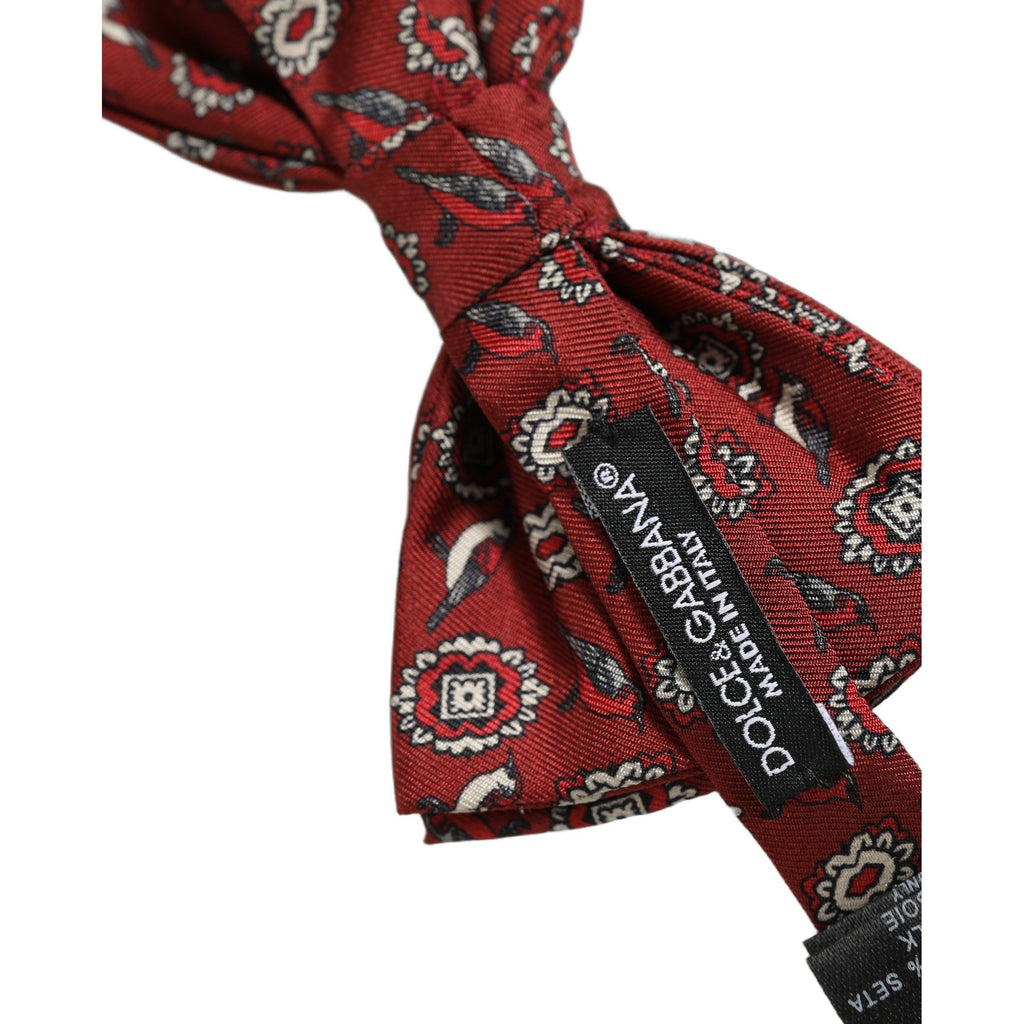 Dolce & Gabbana Men Bordeaux Floral Adjustable Neck Papillon Bow Tie
