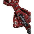 Dolce & Gabbana Men Bordeaux Floral Adjustable Neck Papillon Bow Tie