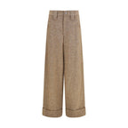 Brunello Cucinelli Beige Wool Oves Aries Casual Pants