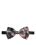 Dolce & Gabbana multicolor marble silk adjustable neck papillon bow tie, featuring vibrant pattern and elegant design.