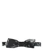 Dolce & Gabbana Black Floral Silk Adjustable Neck Men Papillon Bow Tie
