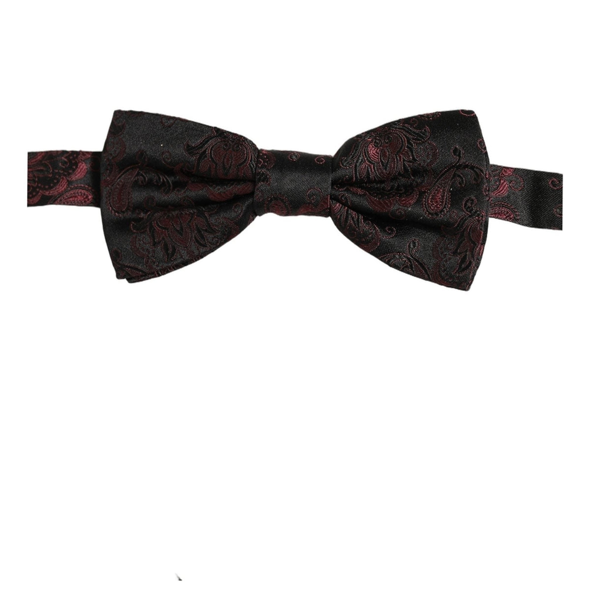 Dolce & Gabbana Burgundy Paisley Silk Adjustable Neck Papillon Bow Tie