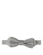 Dolce & Gabbana Men Silver Black Polka Dot Adjustable Neck Papillon Bow Tie