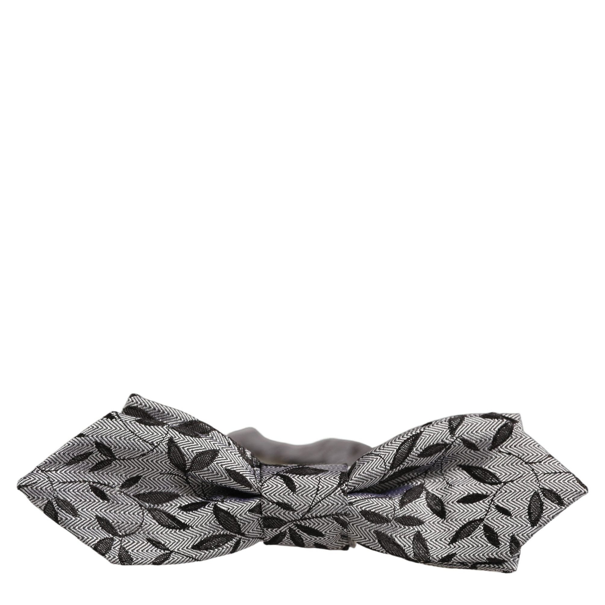 Dolce & Gabbana Men Gray Abstract Silk Adjustable Neck Papillon Bow Tie