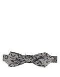 Dolce & Gabbana men's gray abstract silk bow tie with adjustable neck strap, stylish and elegant accessory for formal wear.