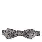 Dolce & Gabbana Men Gray Abstract Silk Adjustable Neck Papillon Bow Tie