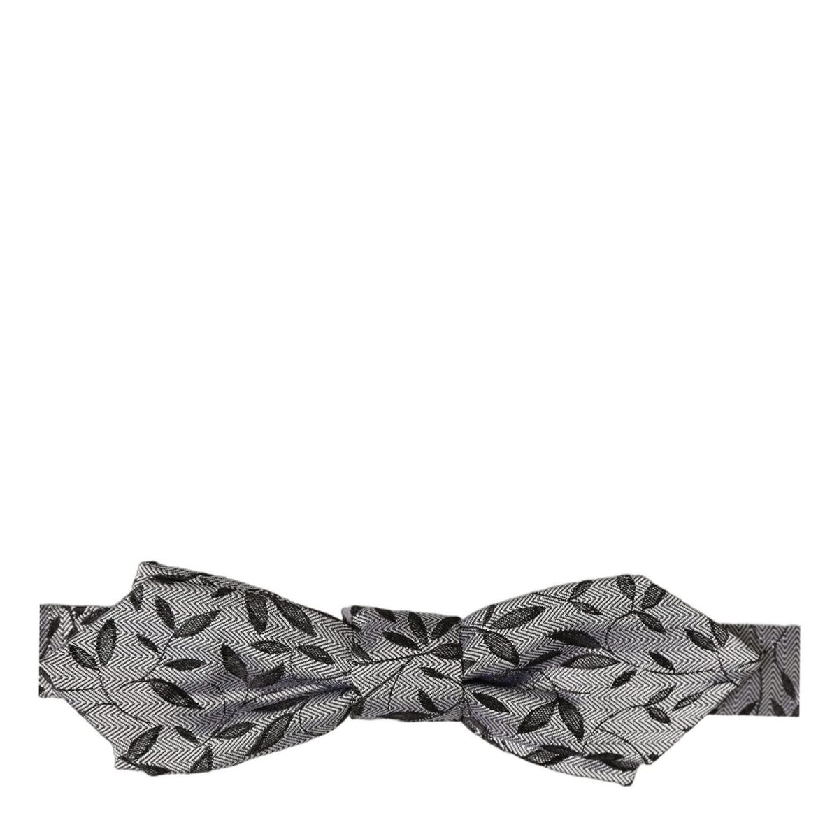 Dolce & Gabbana Men Gray Abstract Silk Adjustable Neck Papillon Bow Tie