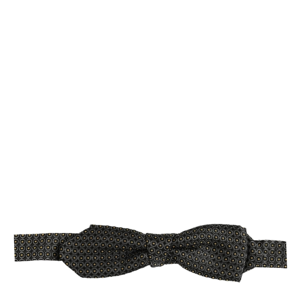 Dolce & Gabbana Men Black Dotted Silk Adjustable Neck Papillon Bow Tie