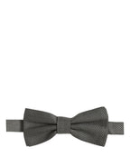 Dolce & Gabbana Men Gray Silk Patterned Adjustable Neck Papillon Bow Tie