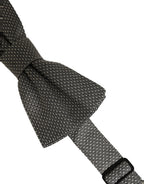 Dolce & Gabbana Men Gray Silk Patterned Adjustable Neck Papillon Bow Tie