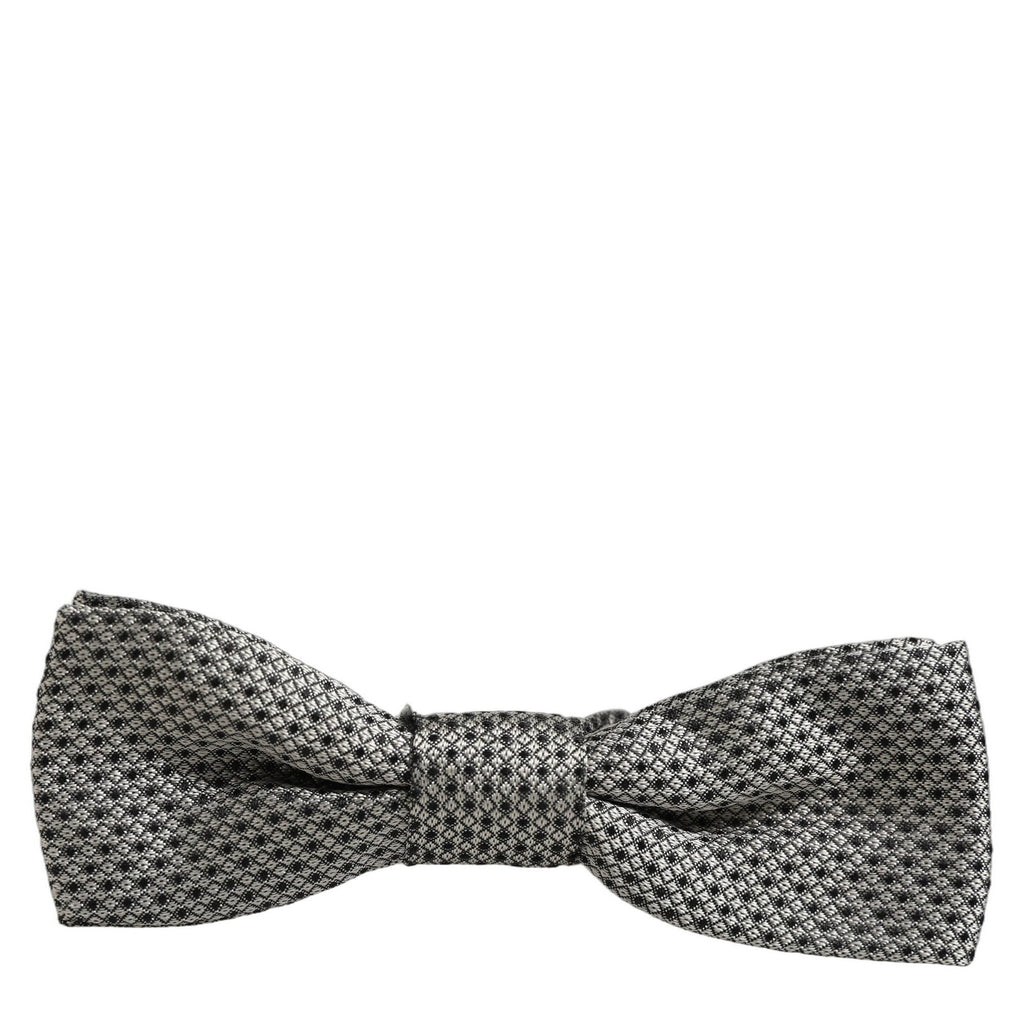 Dolce & Gabbana Men Gray Silk Patterned Adjustable Neck Papillon Bow Tie