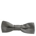 Dolce & Gabbana Men Gray Silk Patterned Adjustable Neck Papillon Bow Tie