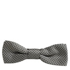 Dolce & Gabbana Men Gray Silk Patterned Adjustable Neck Papillon Bow Tie