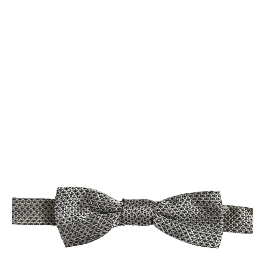 Dolce & Gabbana Men Gray Silk Patterned Adjustable Neck Papillon Bow Tie