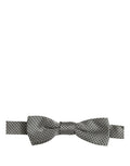 Gray silk Dolce & Gabbana men's bow tie with a patterned design, adjustable neck strap, stylish formal accessory