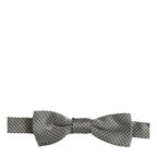 Dolce & Gabbana Men Gray Silk Patterned Adjustable Neck Papillon Bow Tie