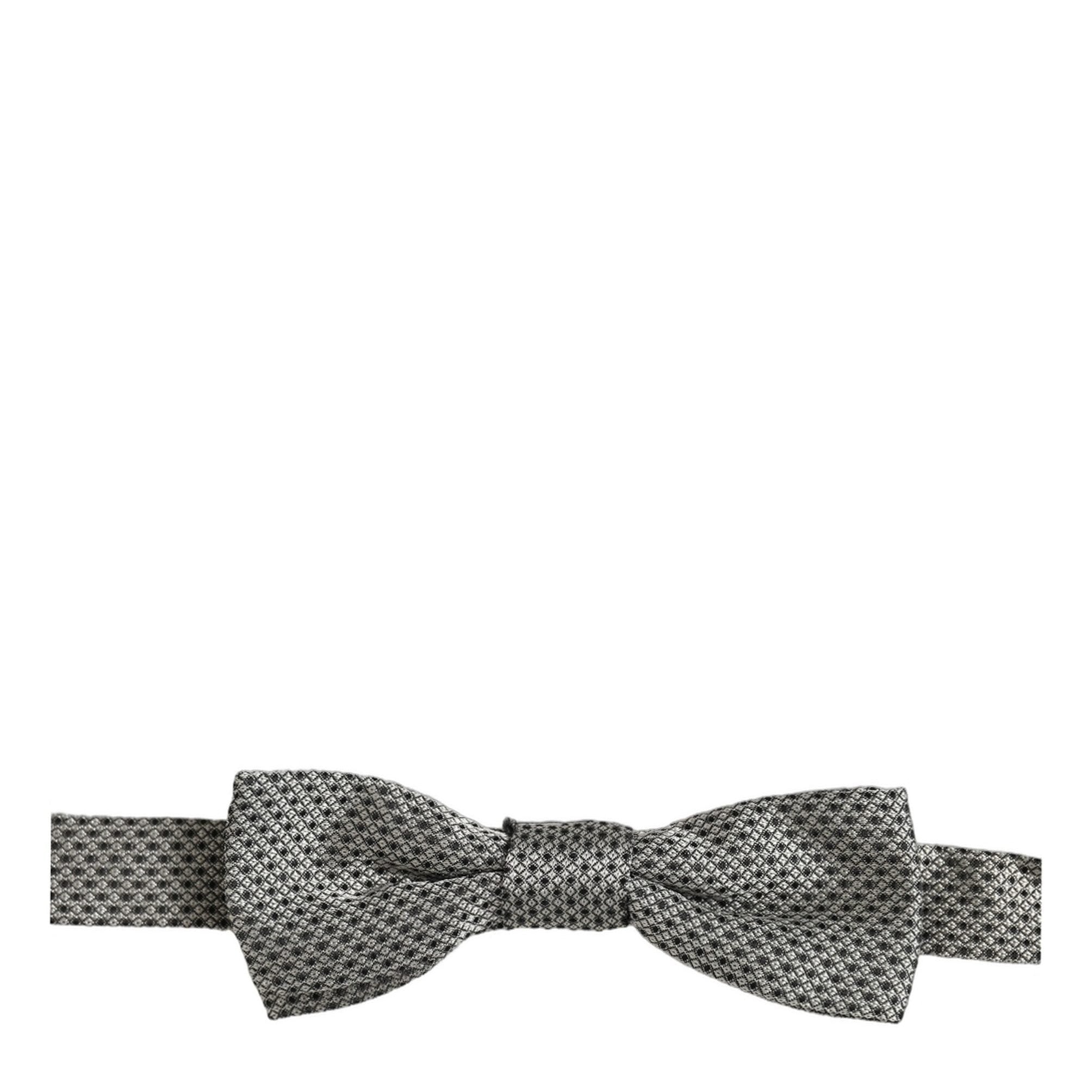 Dolce & Gabbana Men Gray Silk Patterned Adjustable Neck Papillon Bow Tie