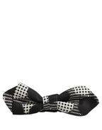 Dolce & Gabbana Black White Checkered Adjustable Neck Papillon Bow Tie