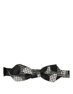 Dolce & Gabbana Black White Checkered Adjustable Neck Papillon Bow Tie