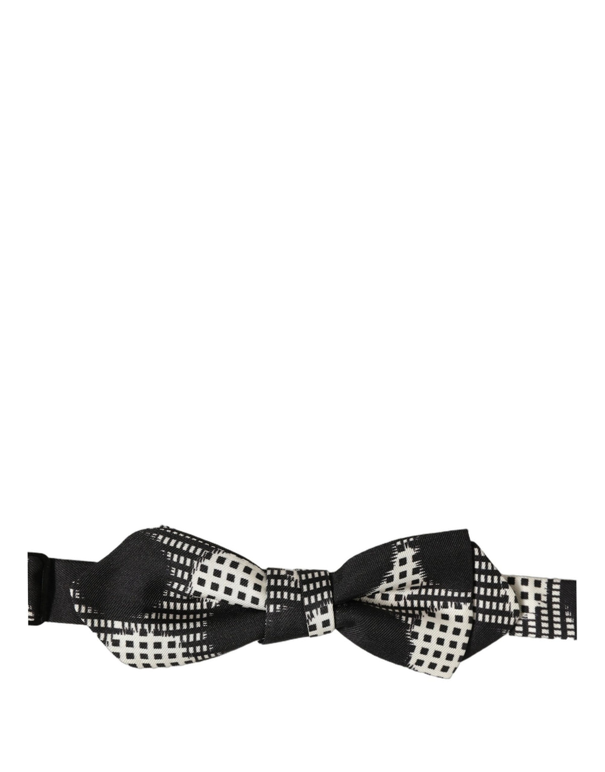 Dolce & Gabbana Black White Checkered Adjustable Neck Papillon Bow Tie