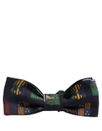 Dolce & Gabbana Men Blue Flags 100% Silk Adjustable Neck Papillon Bow Tie