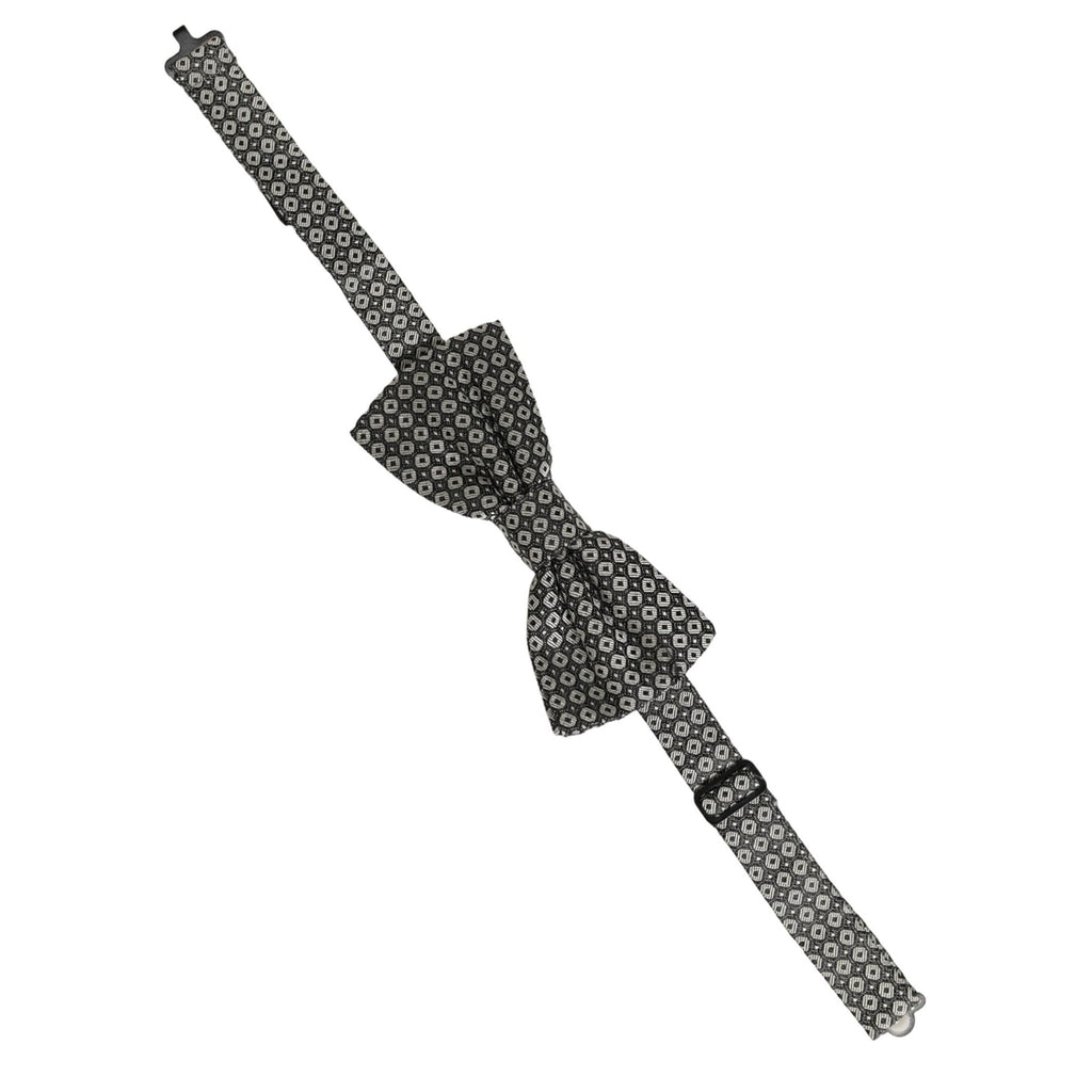 Dolce & Gabbana Men Gray Silk Patterned Adjustable Neck Papillon Bow Tie