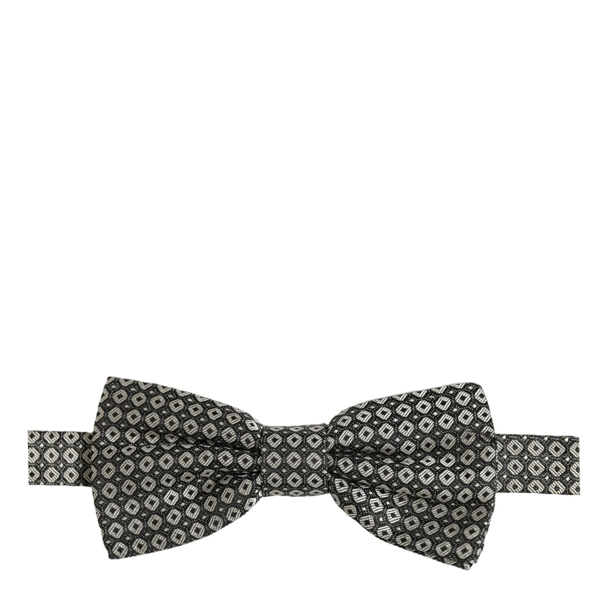 Dolce & Gabbana Men Gray Silk Patterned Adjustable Neck Papillon Bow Tie