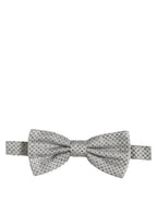 Dolce & Gabbana Men Black Gray Polka Dot Adjustable Neck Papillon Bow Tie