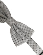 Dolce & Gabbana Men Black Gray Polka Dot Adjustable Neck Papillon Bow Tie