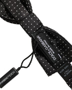 Dolce & Gabbana Black White Polka Dot Adjustable Neck Papillon Bow Tie