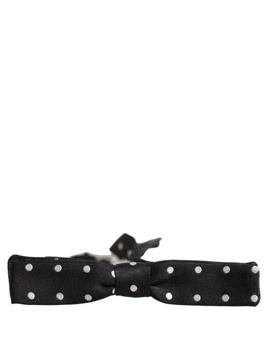 Dolce & Gabbana Black White Polka Dot Adjustable Neck Papillon Bow Tie Dolce & Gabbana