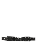 Dolce & Gabbana black and white polka dot adjustable neck papillon bow tie, featuring a stylish silk design.