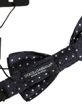 Dolce & Gabbana Black White Polka Dot Adjustable Neck Papillon Bow Tie
