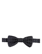 Dolce & Gabbana Black White Polka Dot Adjustable Neck Papillon Bow Tie