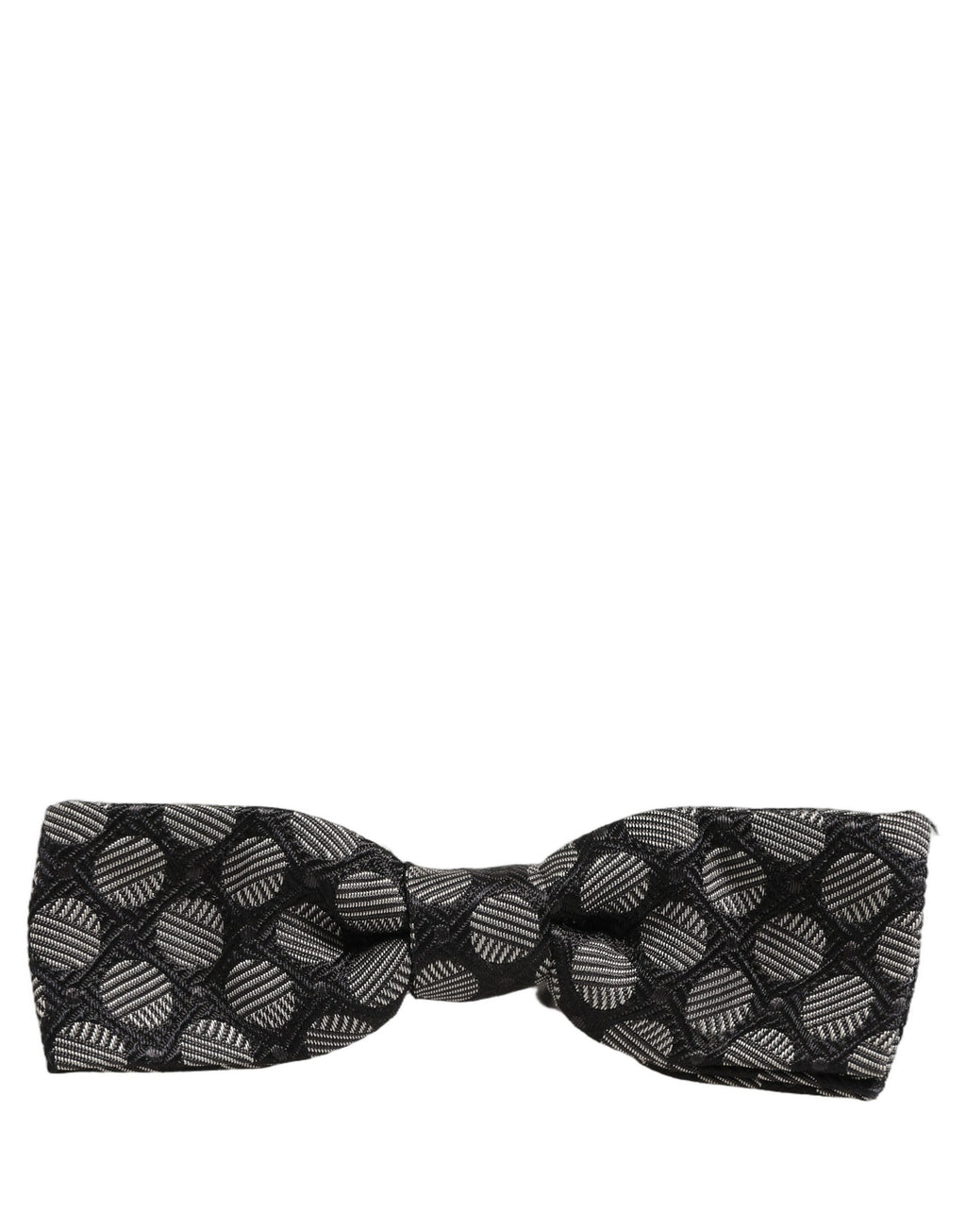 Dolce & Gabbana Black White Geometric Silk Adjustable Neck Papillon Bow Tie