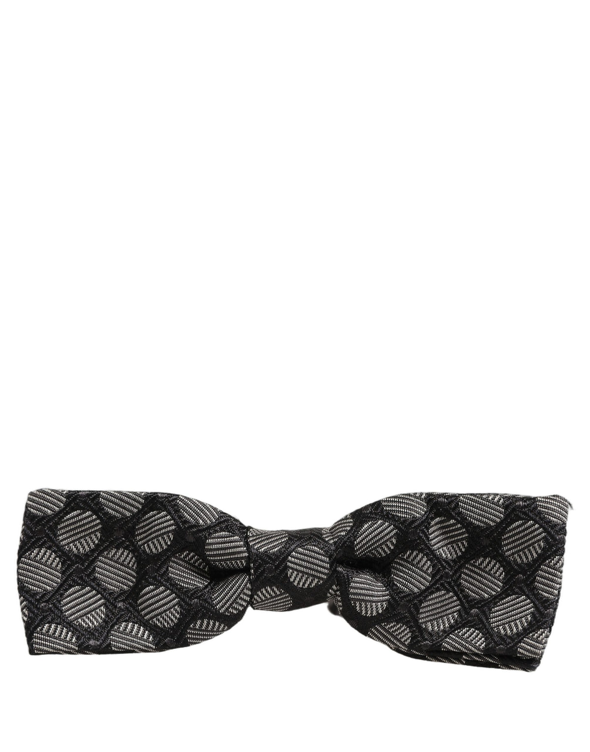 Dolce & Gabbana Black White Geometric Silk Adjustable Neck Papillon Bow Tie