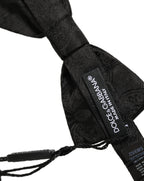 Dolce & Gabbana Men Black Paisley Silk Adjustable Neck Papillon Bow Tie