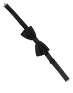 Dolce & Gabbana Men Black Paisley Silk Adjustable Neck Papillon Bow Tie