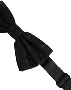 Dolce & Gabbana Men Black Paisley Silk Adjustable Neck Papillon Bow Tie