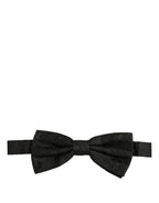 Dolce & Gabbana Men Black Paisley Silk Adjustable Neck Papillon Bow Tie
