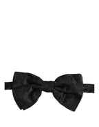 Dolce & Gabbana Men Black Paisley Silk Adjustable Neck Papillon Bow Tie