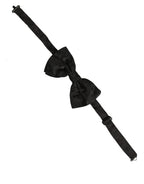 Dolce & Gabbana Men Black Paisley Silk Adjustable Neck Papillon Bow Tie