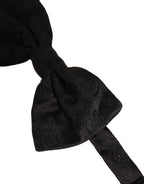 Dolce & Gabbana Men Black Paisley Silk Adjustable Neck Papillon Bow Tie